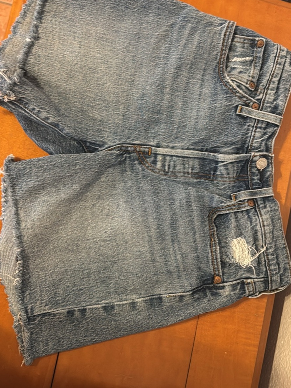 Women's Light Blue Distressed Denim Jean Shorts